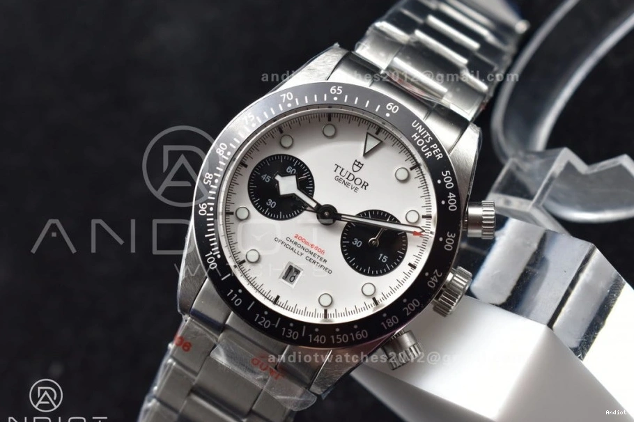 Bay 1:1 Black TWS Bracelet Dial SS A7750 White Chrono on Best Edition SS 1126